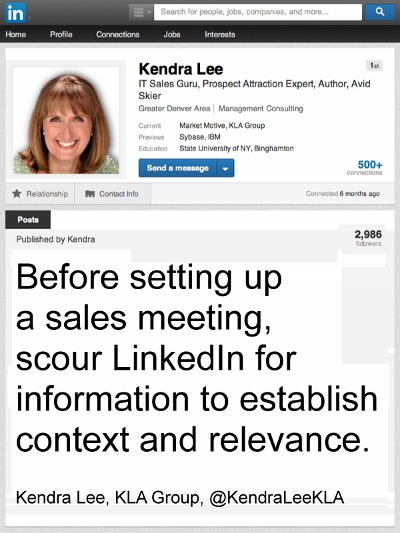 Before setting up a sales meeting, scour LinkedIn