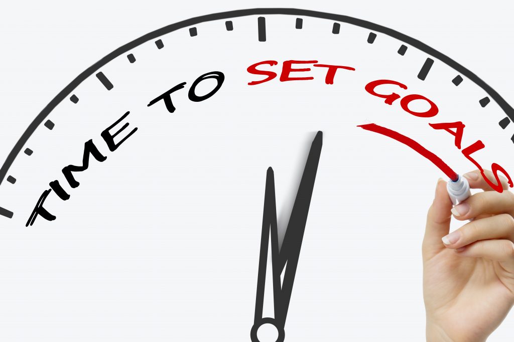 Time to set goals written on a clock