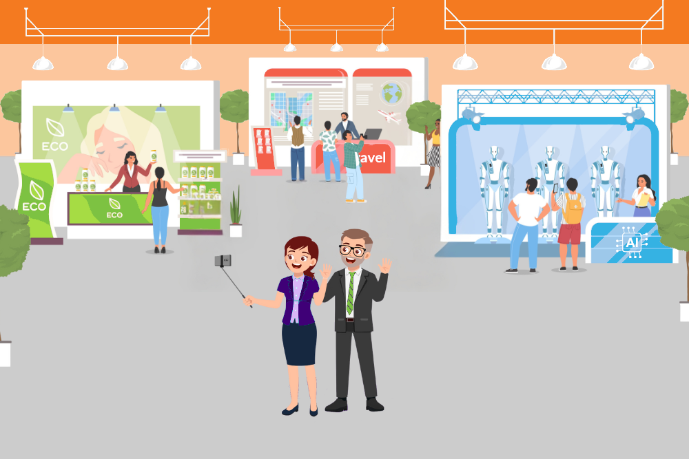 Professionals networking at local trade show booths, generating leads, and building valuable business connections