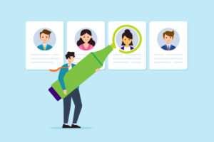 Illustration of evaluating candidates with sales assessment process