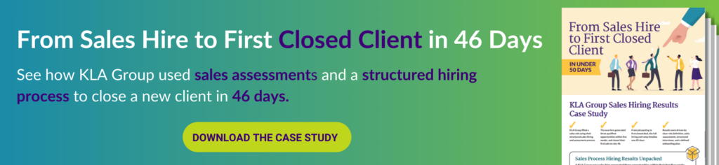 Case study banner showing results from structured sales hiring process